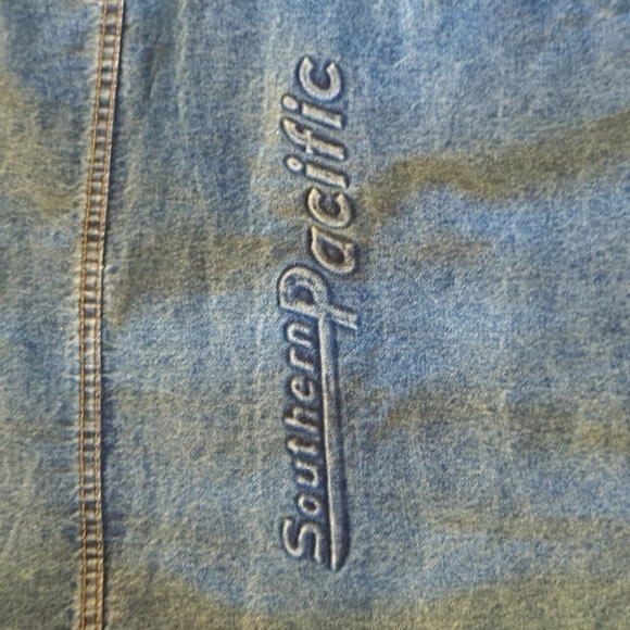 Vtg. Southern Pacific Railroad oversized denim truckers jean jacket sz XXL - Picture 6 of 11